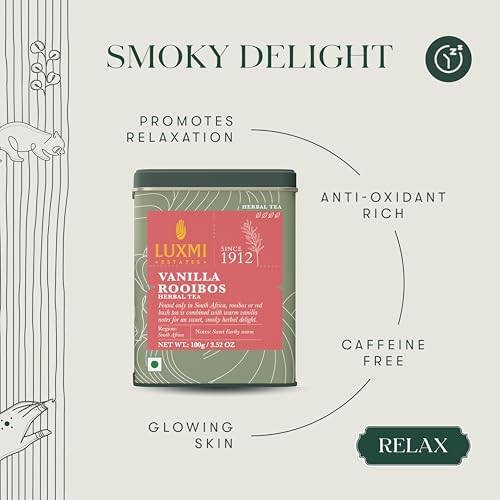 Luxmi Estates Rooibos Vanilla | Calming and Relaxing | Loose Leaf - 100g/3.52oz (50 Cups)