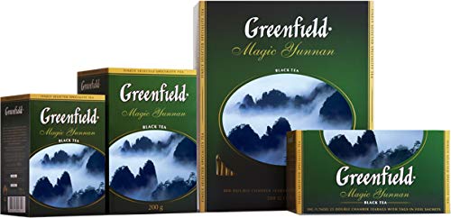 Greenfield Magic Yunnan Black Tea, 100 Double Chamber Tea Bags, Premium Chinese Yunnan Blend, Rich & Malty, Smooth Finish, Individually Sealed Foil Sachets, Caffeinated