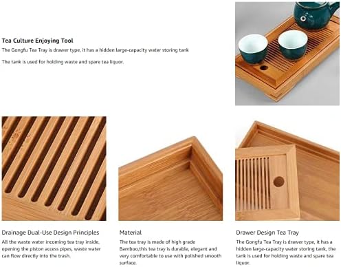Simple Tea Tray, Reservoir Type Tea Tray Mini Bamboo Japanese/Chinese Gongfu Tea Table Serving, Serving Tray Box for Home Teahouse