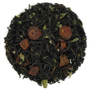Pomegranate Rosehip Flavored Black Tea Pouches - 4oz| Loose Leaf Ceylon Blend with Fruity Tart Taste | Sweet and Smooth Herbal Infusion | Enjoy Hot or Iced | Caffeine Rich