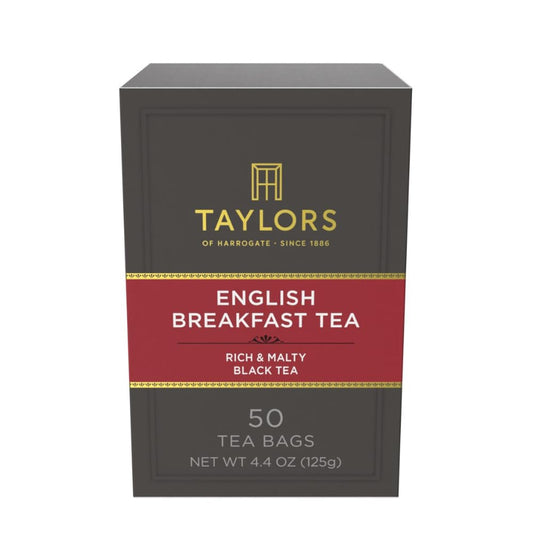 Taylors of Harrogate English Breakfast, Black Tea, Pillow Tea Bags, 50 Count, Rich, Bright & Malty, Caffeinated, Enjoy Hot or Iced, 50 Teabags