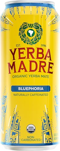 Guayakí Yerba Mate, Organic Energy Drink Alternative, Bluephoria, 150mg Natural Plant Based Caffeine, Better for You Energy & Focus, No Jitters or Crash, 15.5 Oz (Packaging May Vary)