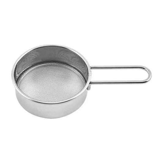 1 Pcs Sliver Flour Sifter Fine Mesh Round Stainless Steel Strainer with Long Handle Cocoa Matcha Powder Filter Spoon