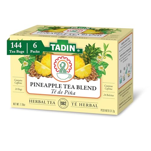 Tadin Lemongrass Herbal Tea, Caffeine Free, 24 Tea Bags Per Box, Pack of 6