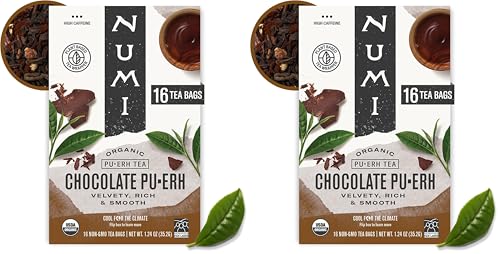 Numi Organic Emperor's Pu-erh Tea, 16 Dark Tea Bags, Aged Fermented Yunnan Black Tea, Caffeinated