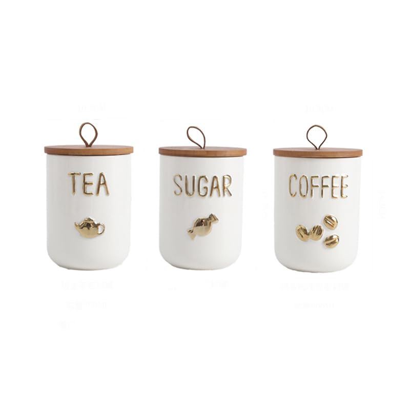Comeon Ceramic Canister Set with Airtight Seal Bamboo Lid Silicone, 27oz Food Storage Jars for Coffee Sugar Tea
