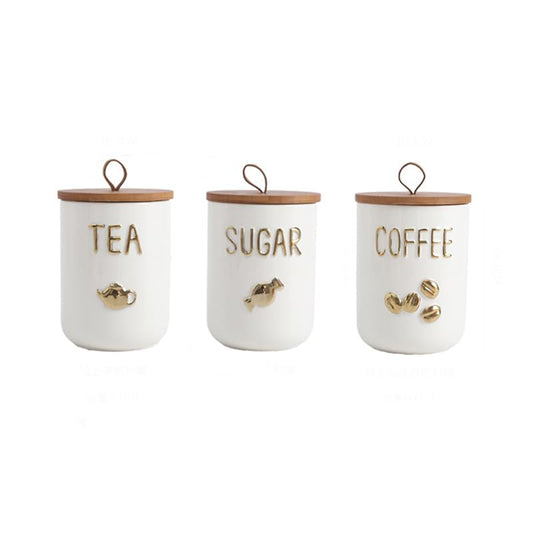 Comeon Ceramic Canister Set with Airtight Seal Bamboo Lid Silicone, 27oz Food Storage Jars for Coffee Sugar Tea