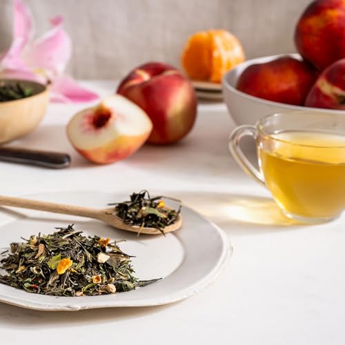 Rishi Tea Peach Blossom White Herbal Blend - Organic & Low Caffeine Loose Leaf Tea - 8.81 Ounces, 32+ Servings