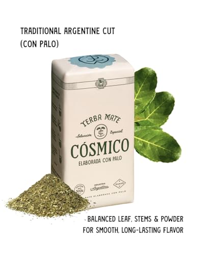 Yerba Mate COSMICO, 2.2 lb, 1 KILO (pack of 2), Premium Loose Leaf Argentine Tea, Gluten-Free, Large Leaf Low Dust Brew, Clean Energy