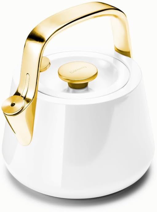Caraway 2 Quart Whistling Tea Kettle - Durable Stainless Steel Tea Pot - Fast Boiling, Stovetop Agno