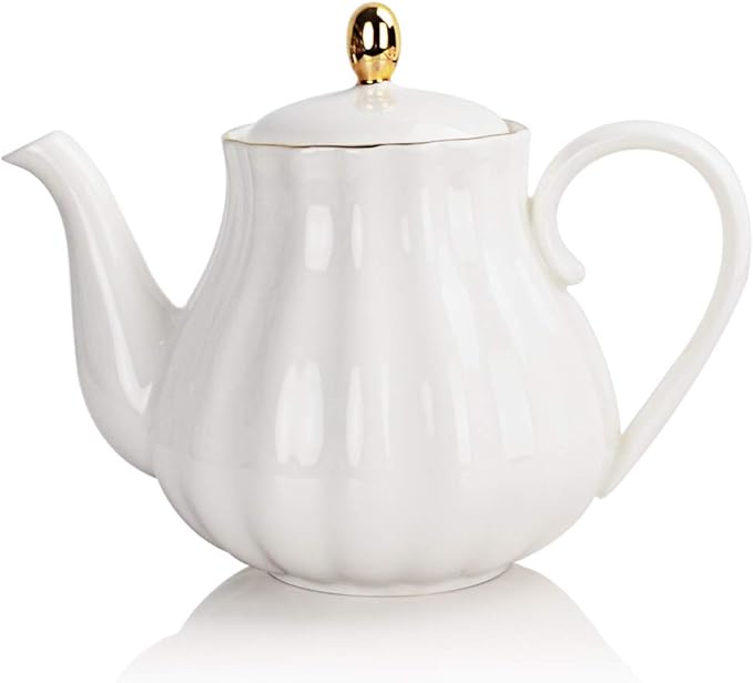 Sweejar Royal Teapot, Ceramic Tea Pot with Removable Stainless Steel Infuser, Blooming & Loose Leaf 