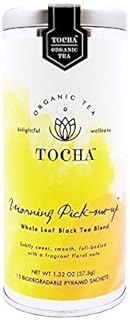 Tocha Organic Morning Pick-Me-Up Black Tea – Bold & Smooth Caffeine Boost | 15 Biodegradable Pyramid Bags | Floral Osmanthus Aroma, Non-GMO & Gluten-Free