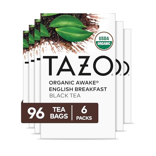 TAZO Organic Awake English Breakfast Black Tea, Black tea with Caffeine, 16 Total Bags