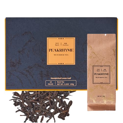PeakRhyme Handpicked Tea Gift Box, Oolong Tea, Loose Leaves, Wuyi Rock Tea, 2023 Batch ShuiXian, 5.2OZ (150g), 18 Packs