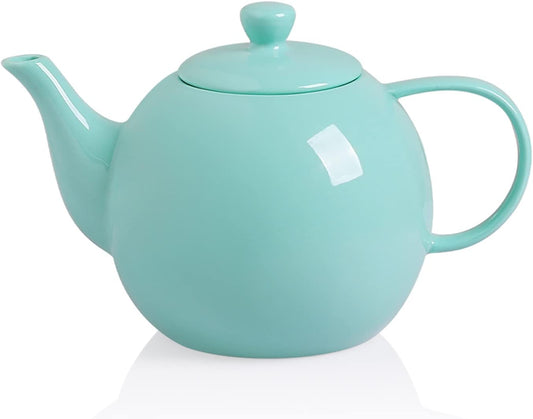 Sweejar Ceramic Tea Pots,40OZ Porcelain Teapot with Infuser(Turquoise) | Microwave and Dishwasher Safe,Tea Pots for Loose tea,Chrismas Women Gift