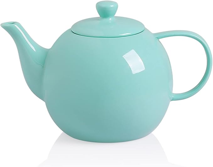 Sweejar Porcelain Teapot with Removable Stainless Steel Infuser,Microwave & Dishwasher Safe Tea Pots