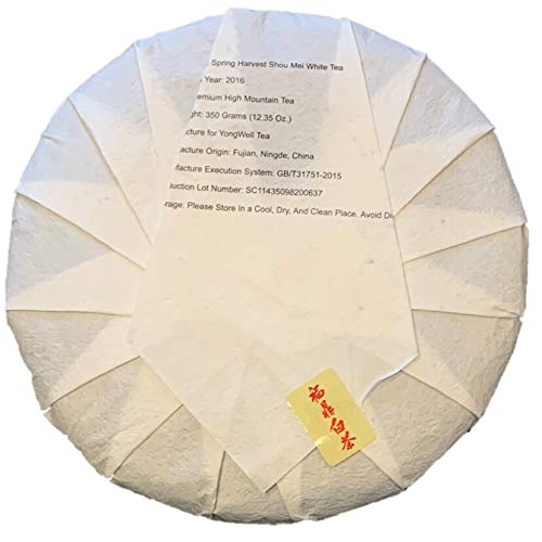 2016 Premium Shou Mei Spring Harvested White Tea Cake 350g (12.3oz), Free Tea Knife, Beautiful Gift Packaging