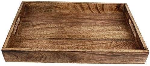 GoCraft Handmade Classic Wooden Tray – Medium 15" Serving Tray for Kitchen, Dining, and Home Use – Elegant Wood Serveware for Food, Drinks, Snacks