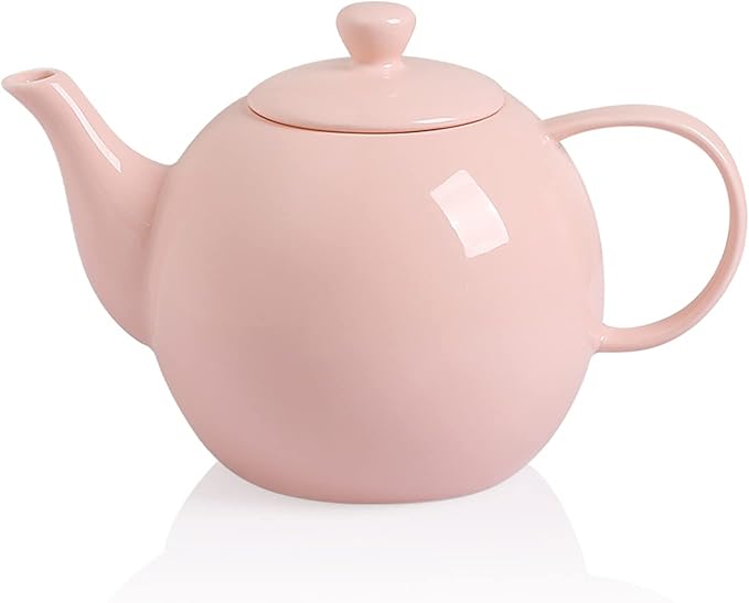Sweejar Porcelain Teapot with Removable Stainless Steel Infuser,Microwave & Dishwasher Safe Tea Pots