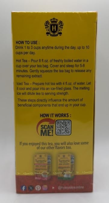 Hyleys Ginger Turmeric Tea Lemon Flavor - 25 Tea Bags (6 Pack - 150 Tea Bags Total) - Green Tea