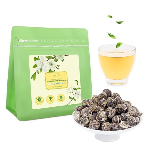 LWXLJMJZC－100g/3.53oz Jasmine Dragon Pearls Loose Leaf Green Tea with Pleasant Jamsine Aroma-Jasmine Tea Suitable For Both Hot And Cold
