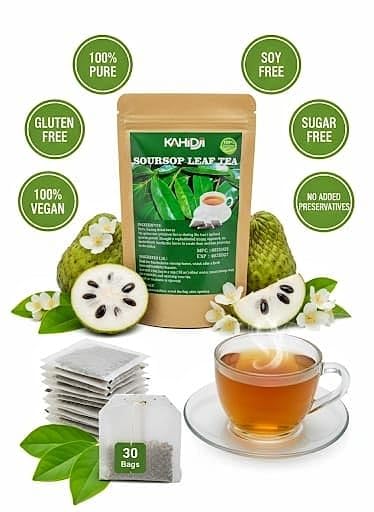 Premium Soursop Graviola Guanabana Leaf Tea Bags, 100% Natural and Pure from Soursop Leaves, Handmade, Made With Natural Materials- 30 Tea Bags