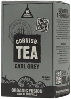 Cornish Tea Organic Earl Grey Black Tea, 15 Plastic-Free Fusion Bags, Made in Cornwall