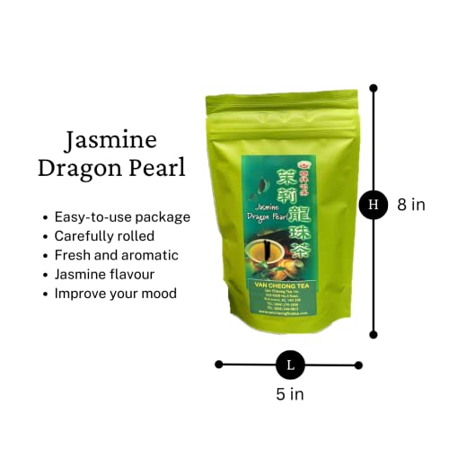 Jasmine Dragon Pearl, 113g - Loose Leaf Green Tea Jasmine Tea - 茉莉龍珠茶 | Van Cheong Tea