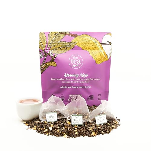 The Tea Spot Bolder Breakfast Tea with Dark Chocolate Flavoring | Blend of Black Tea, Pu’erh Tea, Calendula Flowers, Sunflower Petals, and Chocolate Flavoring | 15 Tea Bags