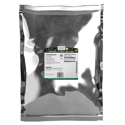 Frontier Co-op Organic Dried Lemongrass, Cut and Sifted, Bulk Bag - 100% Pure, Natural Lemon Grass for Tea, Seasoning | 16 Ounce (Pack of 1)