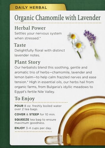 Traditional Medicinals Organic Chamomile with Lavender Herbal Tea (Pack of 1), Calms the Nervous System, 16 Tea Bags