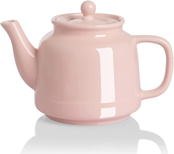 Sweejar 35 oz Porcelain Tea Pot, Teapot with Removable 18/8 Stainless Steel Infuser, Microwave & Dishwasher Safe Tea Maker