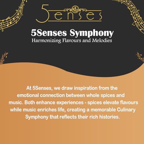 5Senses Dried Whole Turmeric Root | Curcuma | Tribal Melody | Single Origin, Non-GMO, Fairtrade | Whole Turmeric Root | Vegan | Gluten Free | Sun Dried | Indian Spice (3.5oz/100g)