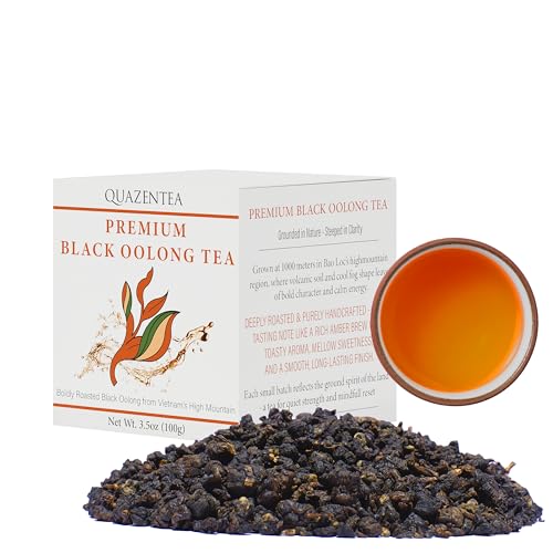 QuaZenTea GABA Oolong Tea Loose Leaf 3.5oz (100g) – Vietnamese High Mountain Oolong, Smooth & Mellow with Roasted Fruit Aroma and Sweet Finish – Gabba Wu Long Tea for Natural Calm Focus & Relaxation, Coffee Alternative