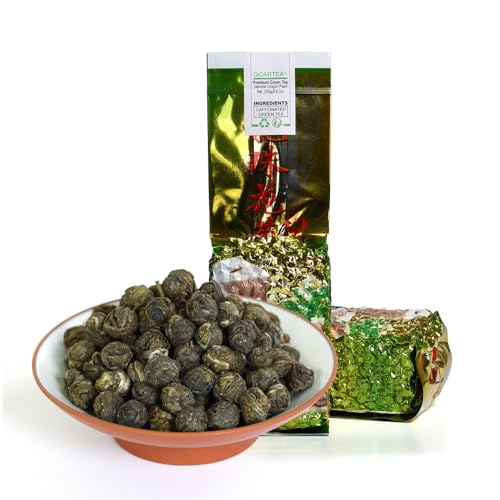 GOARTEA - Jasmine Dragon Pearls - 4Pcs 250g / Total 35.2oz Premium Grade - Jasmine Pearl Green Tea - Chinese Green Tea Loose Leaf