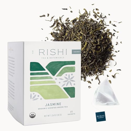 Rishi Tea Jasmine Green Tea - Organic Loose Leaf Tea, Caffeinated Scented Chinese Green Tea with Floral Aroma & Taste - 4 Ounces, 16+ Servings