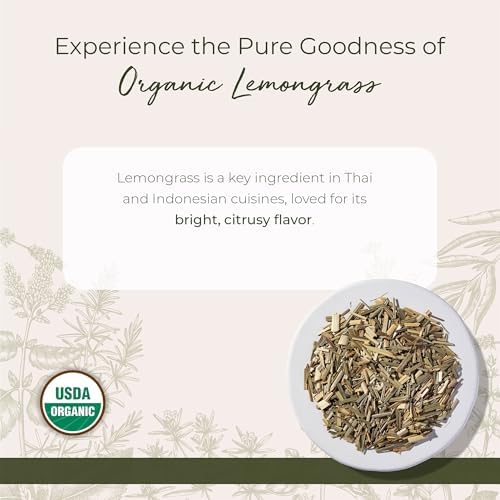 Starwest Botanicals Organic Lemongrass - Dried Loose Leaf Herb for Tea & Cooking, Natural Rose & Citrus Aroma, Certified Kosher, Cut & Sifted, Non-GMO - Bulk 1 lb Bag