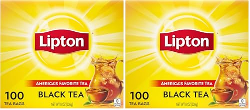 Lipton Black Tea Bags, Hot or Iced High Caffeine Tea, 100 Total Bags