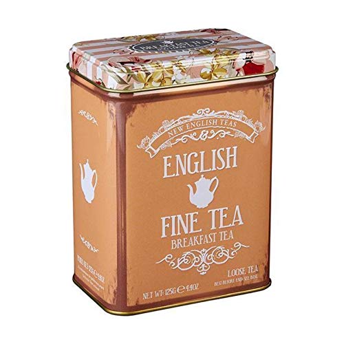 Vintage Floral Tea Tin with English Breakfast Loose Leaf Tea 125g