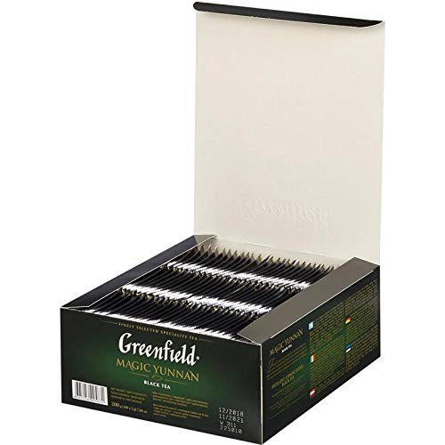 Greenfield Magic Yunnan Black Tea, 100 Double Chamber Tea Bags, Premium Chinese Yunnan Blend, Rich & Malty, Smooth Finish, Individually Sealed Foil Sachets, Caffeinated