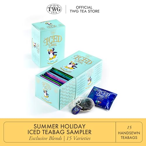 TWG Tea | Summer Holiday Iced Teabag Sampler | 15 Iced Hand Sewn Cotton Teabags | Gift Set