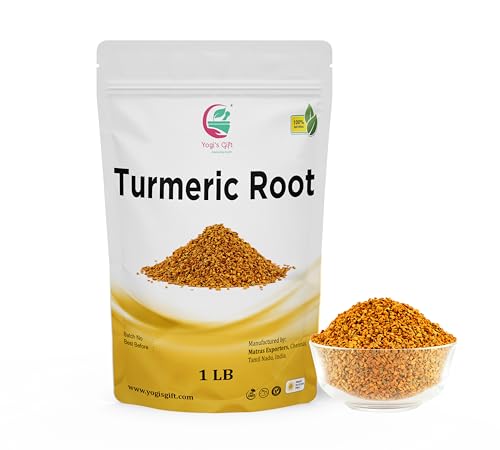 Turmeric root 1 lb | Cut and Sifted Dried Turmeric Pieces | Flavourful Indian Spice | Make Healthy Teas, Smoothies and Lattes | Curcuma longa | 100% Pure and Natural | by Yogi’s Gift®