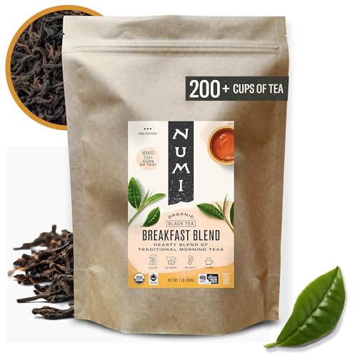 Numi Organic Emperor’s Pu-erh Tea Loose Leaf, Aged Yunnan Caffeinated Black Tea, 16 oz Bulk Pouch, Smooth Earthy Bold Flavor, Brews 200 Cups