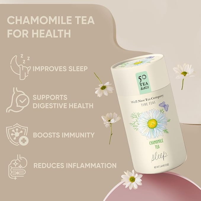 Life Plus Style Gourmet Well Now Tea Company Organic Chamomile Herbal Tea Natural Fine Teas Bedtime Sleep Tea Bags Rich Herbal Non-GMO Caffeine Free