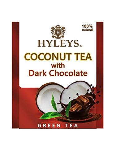 Hyleys Wellness Natural Coconut Tea With Dark Chocolate - 25 Tea Bags (Gmo Free, Gluten Free, Dairy Free, Sugar Free & 100% Natural)