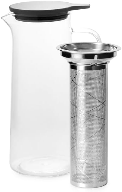 1.5L Fruit Infuser Water Pitcher-In Tea Infuser & Stainless Steel Candle Warmer Base - 500ml, Premium Gift Set for Tea Lovers, Perfect for Brewing and Keeping Tea Warm (1500ml)