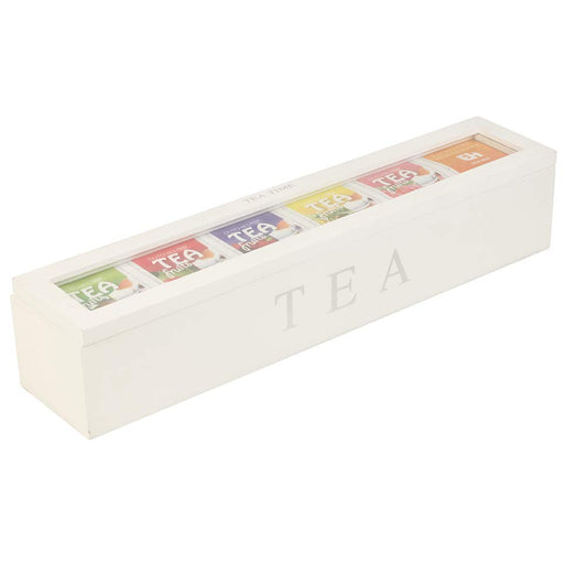 TOPINCN Wooden Tea Storage Box, 5 Slots, High Hardness, Exquisite Design, Retro, Clear Lighting, (White)