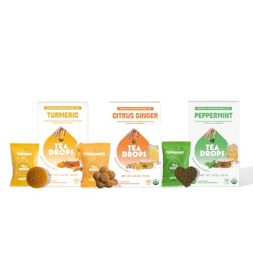 Tea Drops 8-Pack Limited Edition 10ct Tea Box Collection | Organic Bagless Tea Assortment | Handmade in USA | Woman-Owned | Includes Chai Spice, Chocolate Earl Grey, Ube Berries, Matcha, Lavender Matcha, Citrus Ginger, Peppermint & Rose Earl Grey