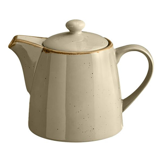 Keystone Porcelain Teapot with Lid, 32 oz, Granite Gray with Chestnut Brown Speckles, Round, Dishwasher Safe, Microwavable