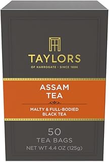 Taylors of Harrogate Assam, Black Tea, Pillow Tea Bags, 50 Count (Pack of 1), Full-bodied, Satisfying & Malty, Caffeinated, Enjoy Hot or Iced, 50 Teabags